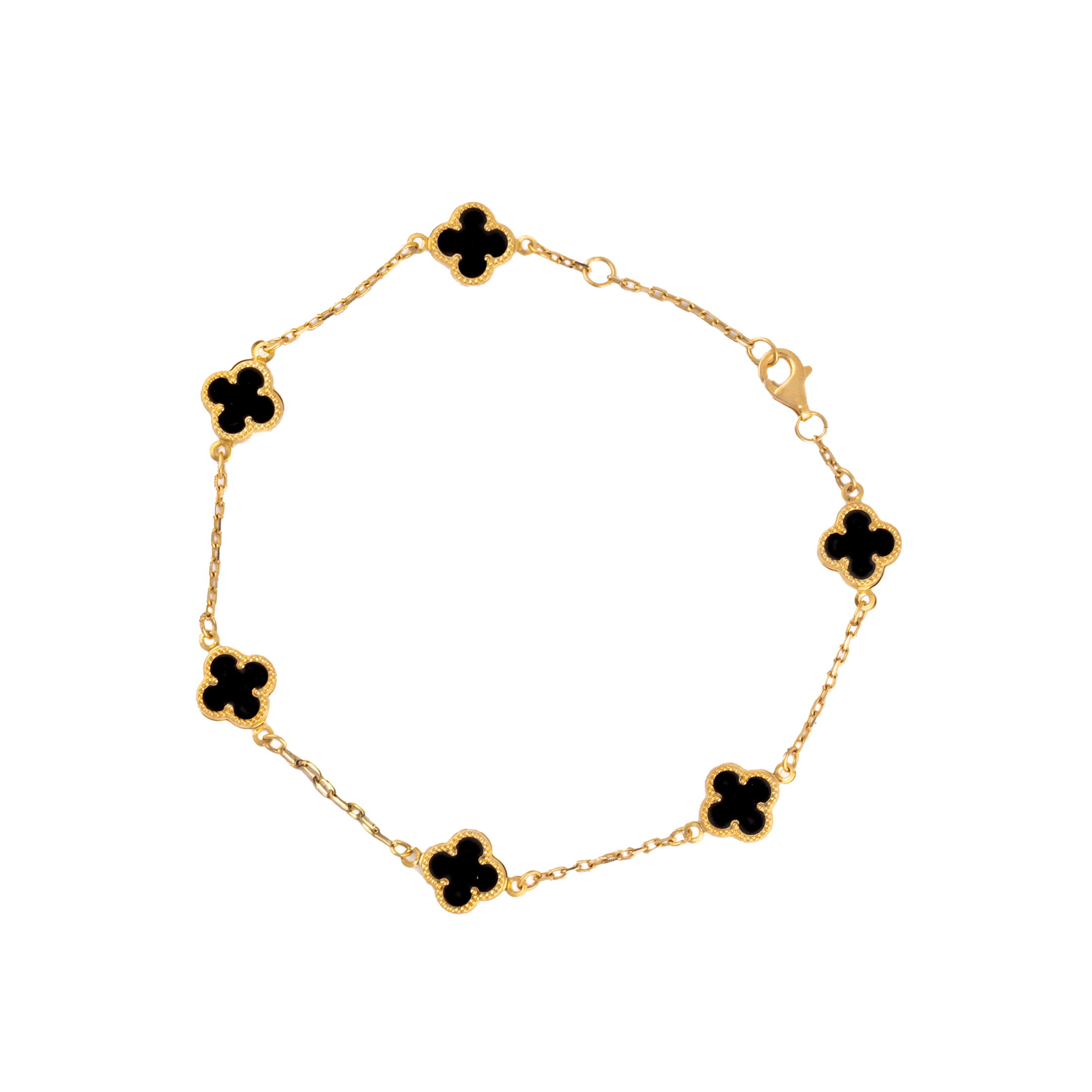 Pulso con Dijes de Trébol Oro de 10 Kilates.