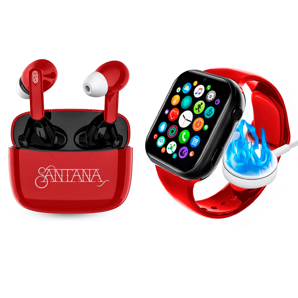 Smartwatch Reloj Inteligente T800 Reloj Deportivo Inteligente Bluetooth mas Audifonos Inalambricos Santana Color Rojo.