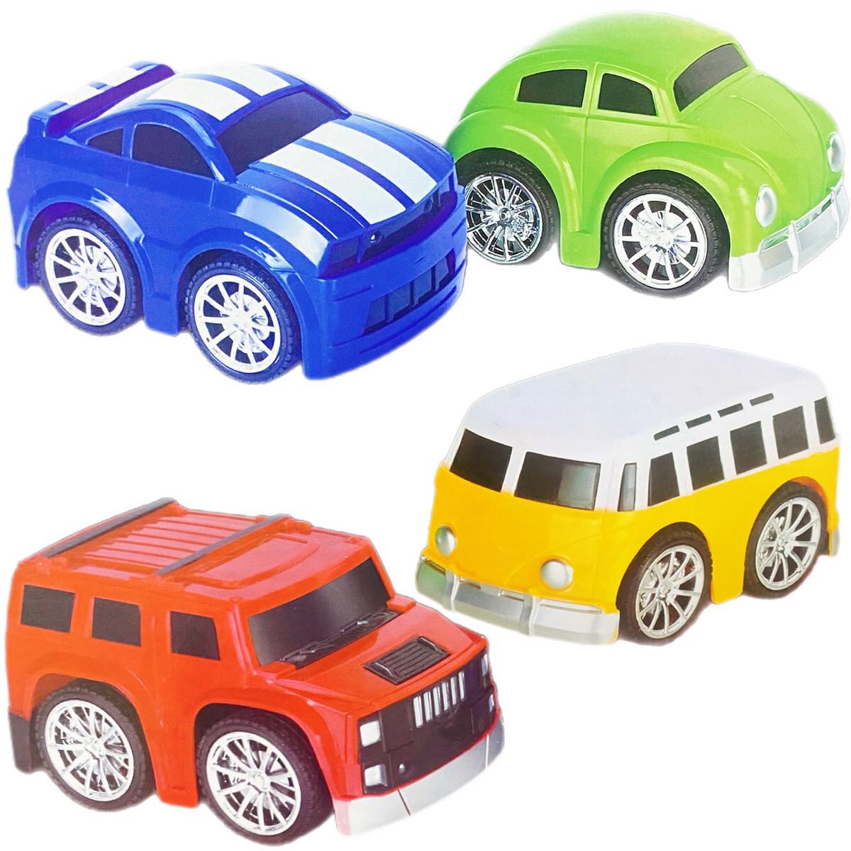 4 Coches Carros Clásicos Deportivo De Fricción Juguete