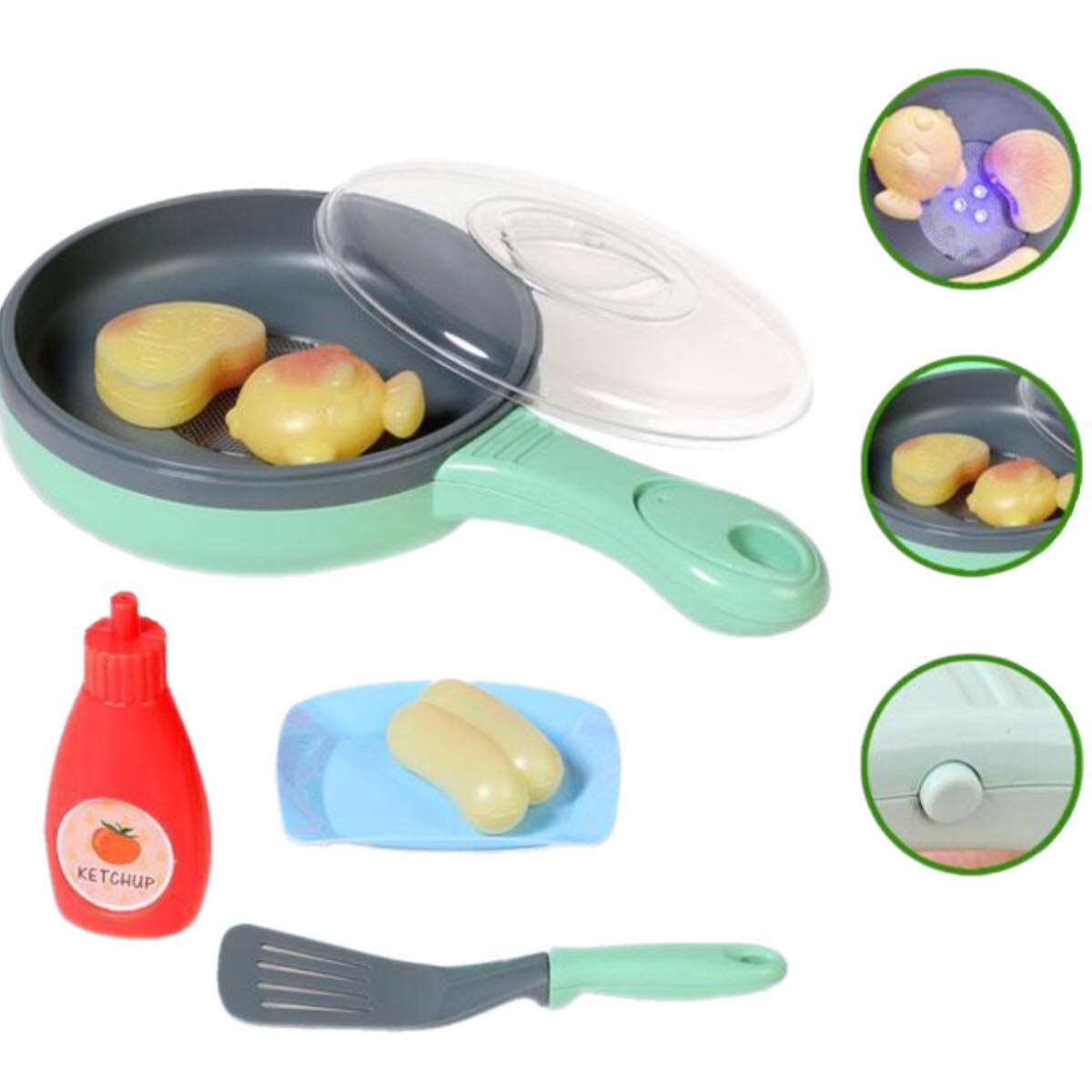 Sartén De Juguete Cocina Con Luz Sonido Y Accesorios