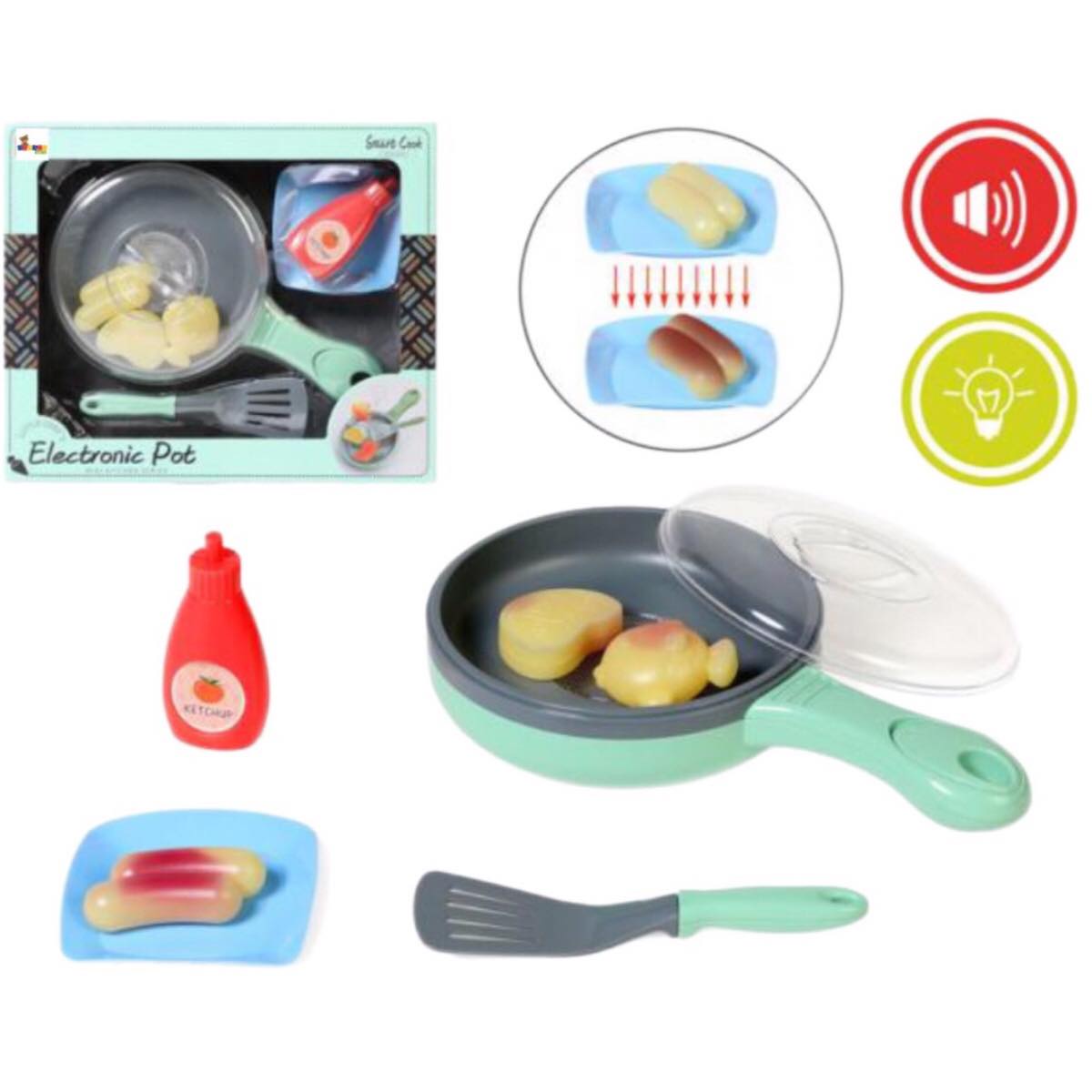 Sartén De Juguete Cocina Con Luz Sonido Y Accesorios