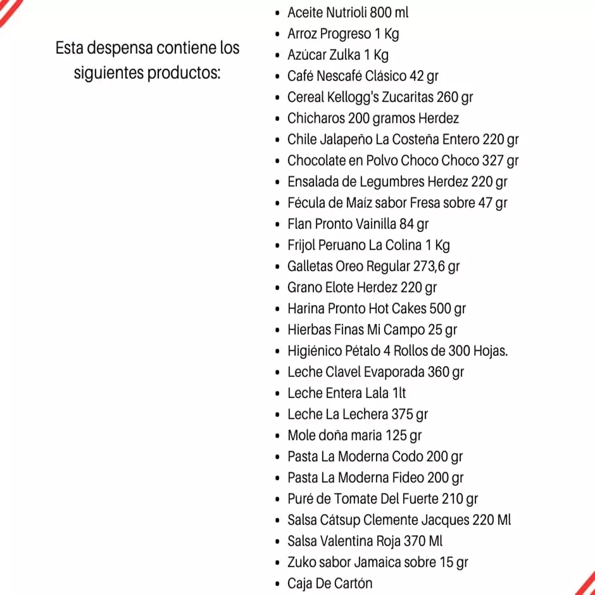 Despensa Empresarial Completa en Caja 27 Alimentos
