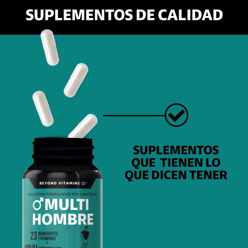Multivitaminico De Hombre Con 23 Ingredientes y Vitamina D3 - 60 Cápsulas