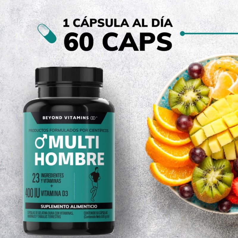 Multivitaminico De Hombre Con 23 Ingredientes y Vitamina D3 - 60 Cápsulas