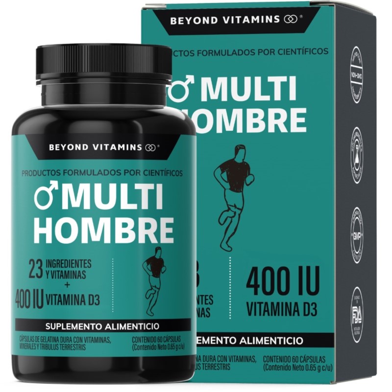 Multivitaminico De Hombre Con 23 Ingredientes y Vitamina D3 - 60 Cápsulas