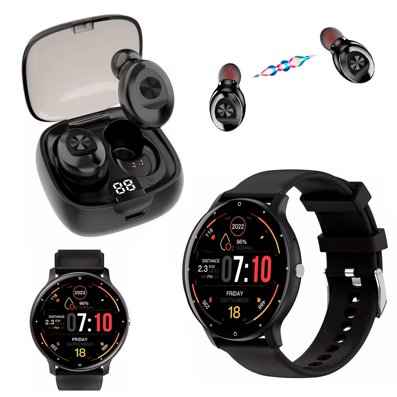 Reloj Smartwatch Inteligente Impermeable Bluetooth 1.39 Lige Color Negro smart watch mas Audífonos Inalámbricos Bluetooth Manos Libres In Ears