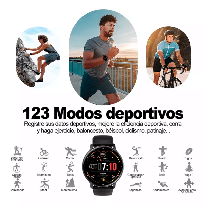 Reloj Smartwatch Inteligente Impermeable Bluetooth 1.39 Lige Color Negro smart watch mas Audífonos Inalámbricos Bluetooth Manos Libres In Ears