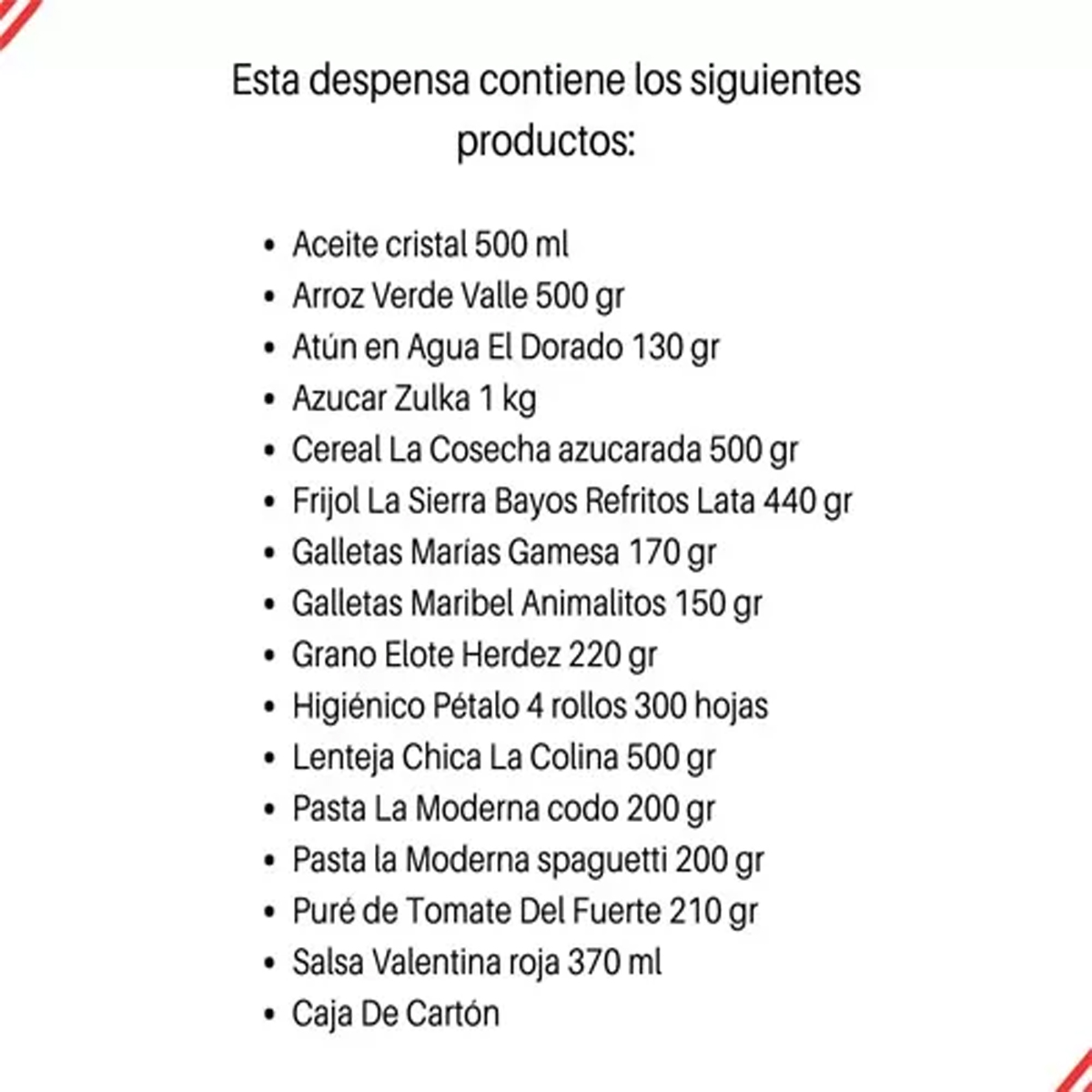 Despensa Empresarial Sencilla en Caja con 12 Alimentos