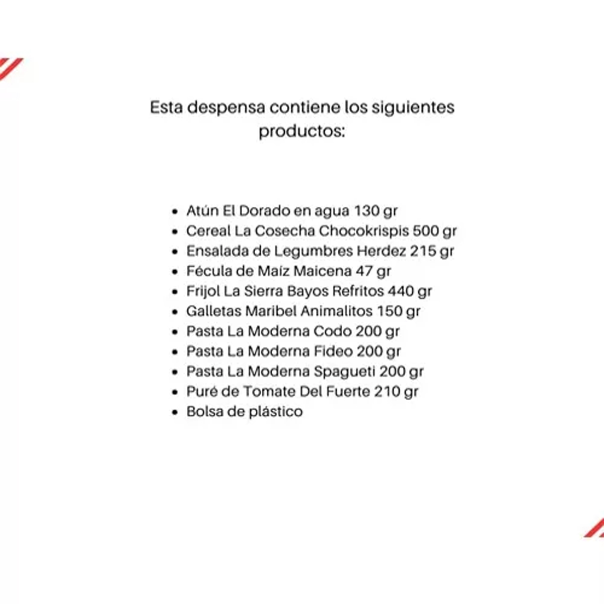 Despensa Básica Empresarial en Bolsa Económica 10 Alimentos