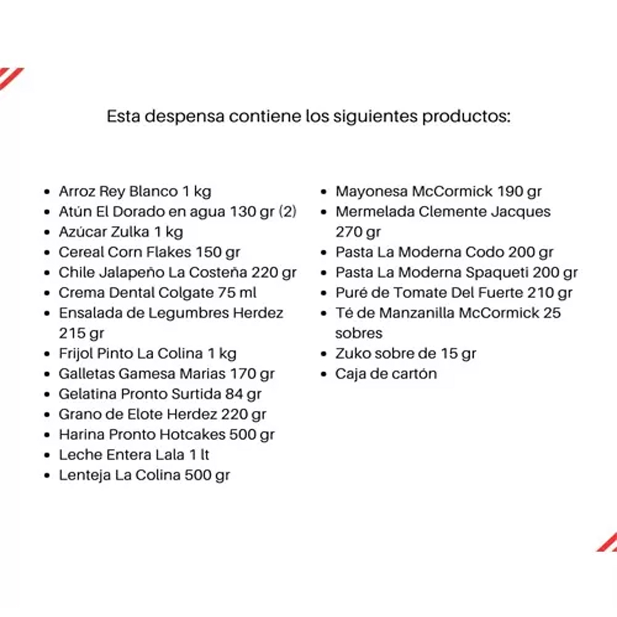 Despensa Empresarial Completa en Caja 22 Alimentos