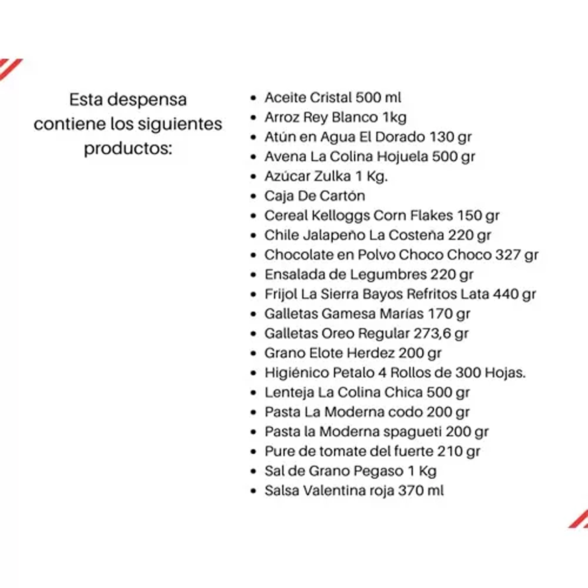 Despensa Empresarial Básica Alimentos