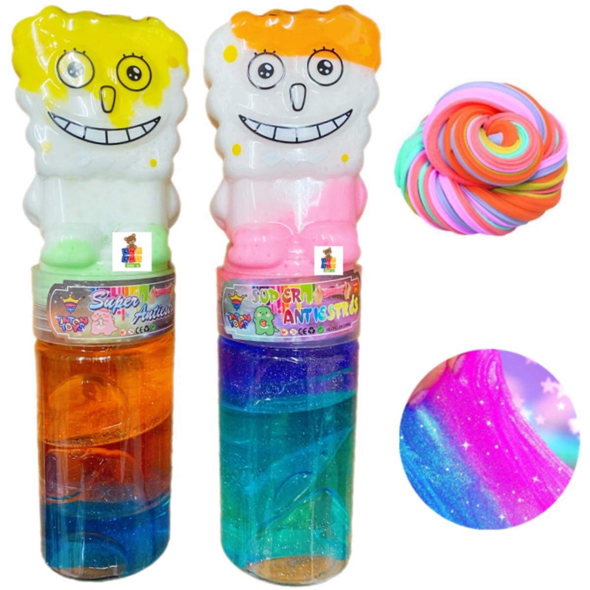 Slime Moco Gorila Brillos Con Arcilla Moldeable Esponja 3pz