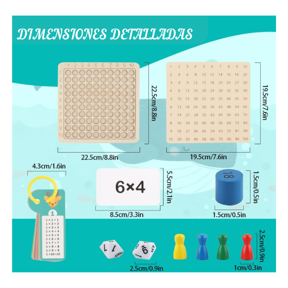 Aprende a multiplicar Juego de mesa matemáticas educativo Montessori 3 en 1