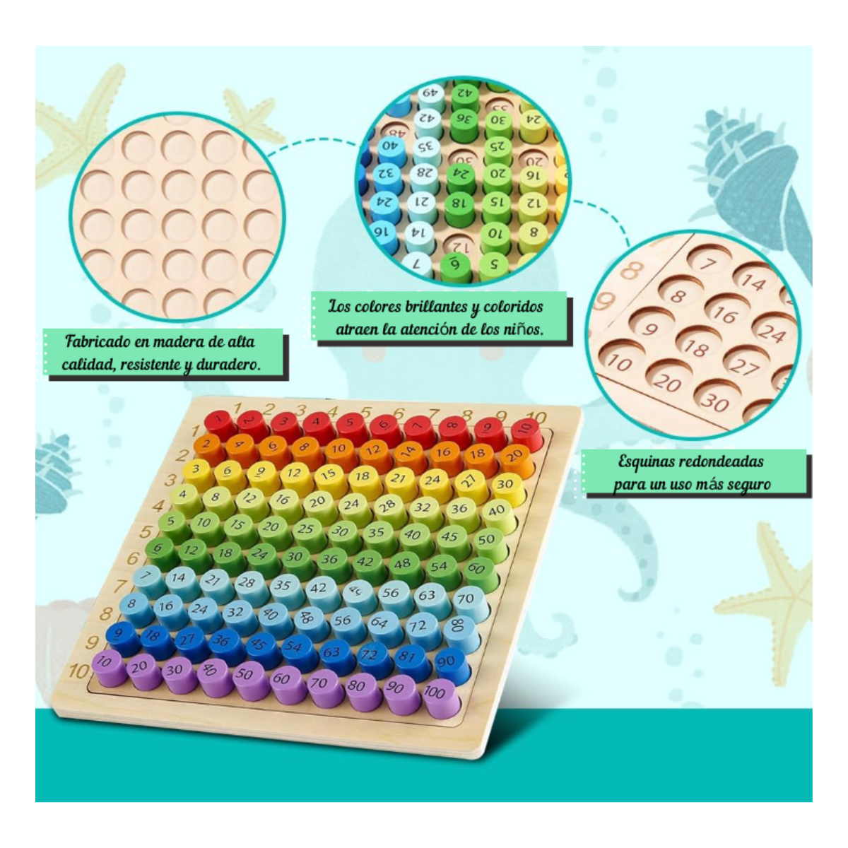 Aprende a multiplicar Juego de mesa matemáticas educativo Montessori 3 en 1