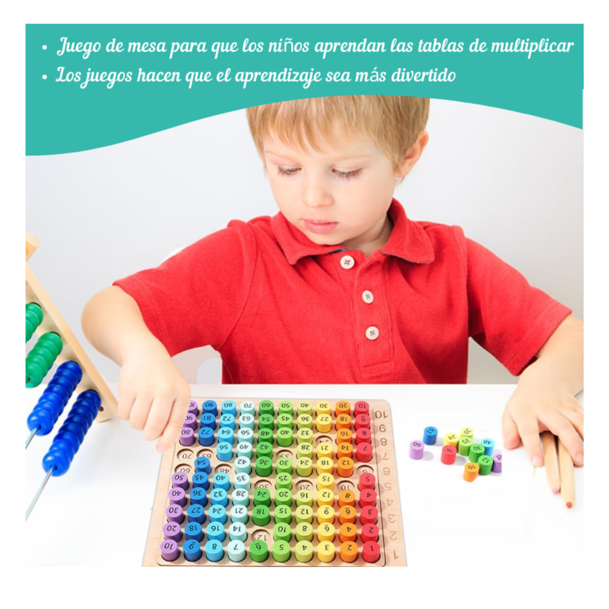 Aprende a multiplicar Juego de mesa matemáticas educativo Montessori 3 en 1