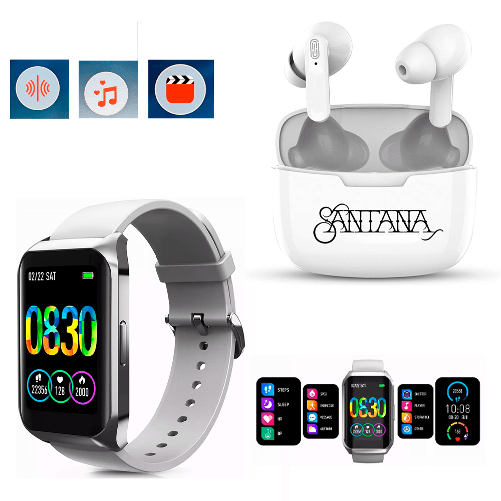Reloj Inteligente Deportivo H77 Smartwatch Bluetooth 1.57 Smart watch Mas Audifonos Inalambricos Santana Color Blanco Auriculares.