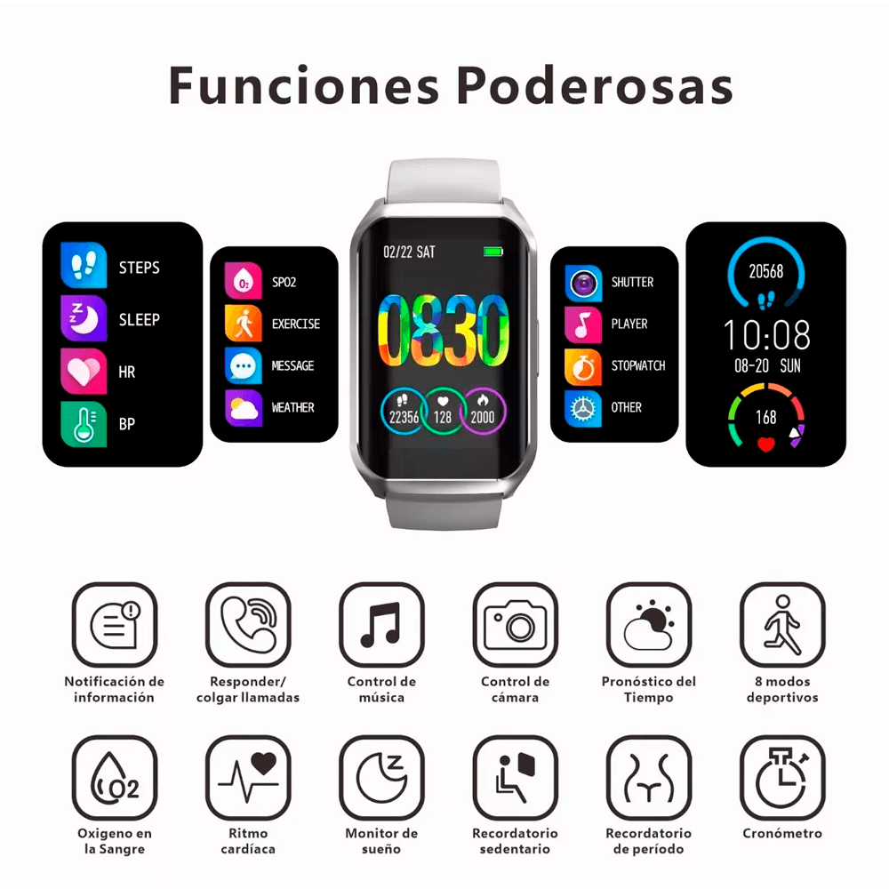 Reloj Inteligente Deportivo H77 Smartwatch Bluetooth 1.57 Smart watch Mas Audifonos Inalambricos Santana Color Blanco Auriculares.