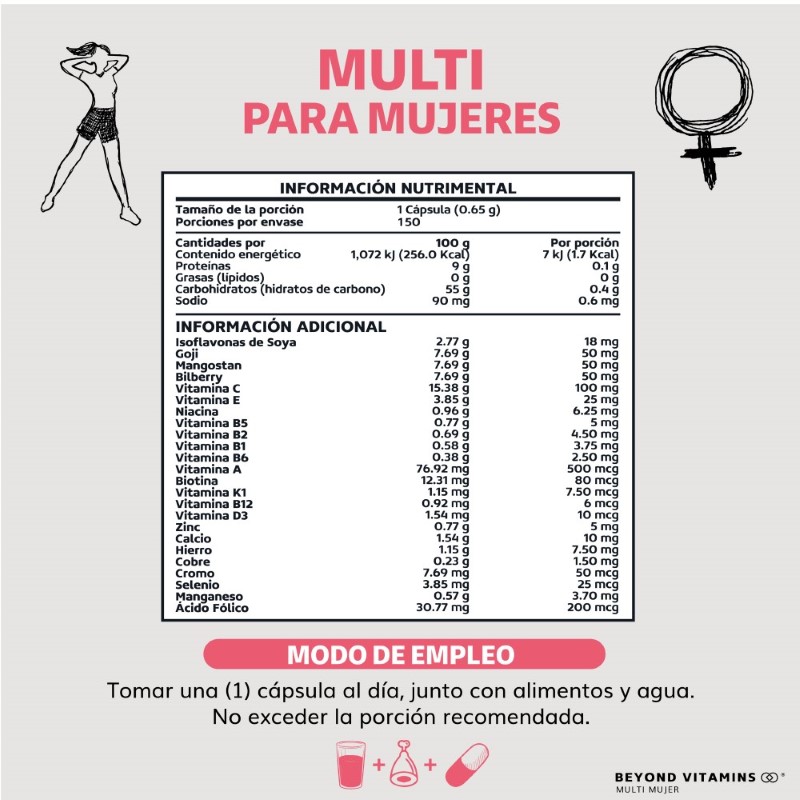 Multivitaminico para Mujeres con 24 Ingredientes Suplemento Alimenticio - 150 Cápsulas