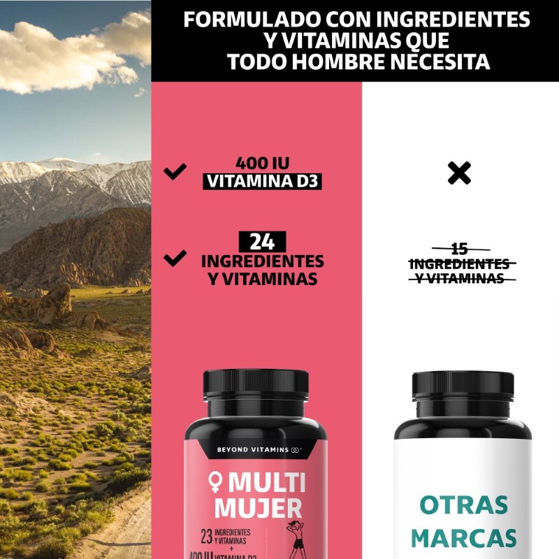Multivitaminico De Mujer Con 23 Ingredientes y Vitamina D3 - 60 Cápsulas
