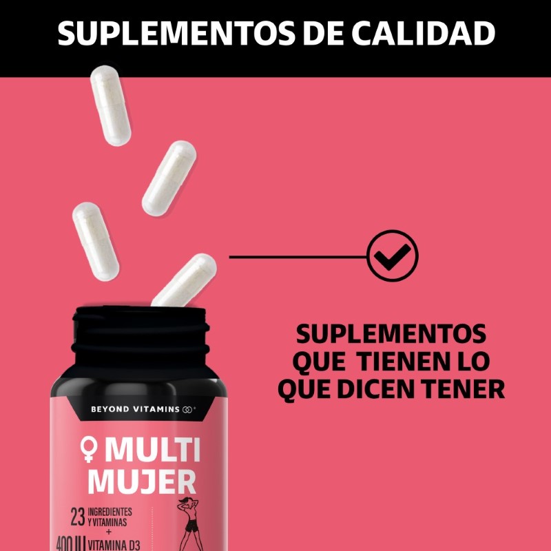 Multivitaminico De Mujer Con 23 Ingredientes y Vitamina D3 - 60 Cápsulas