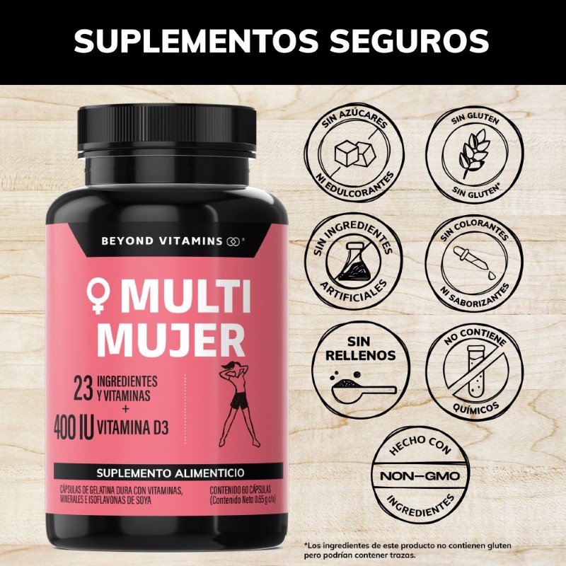 Multivitaminico De Mujer Con 23 Ingredientes y Vitamina D3 - 60 Cápsulas