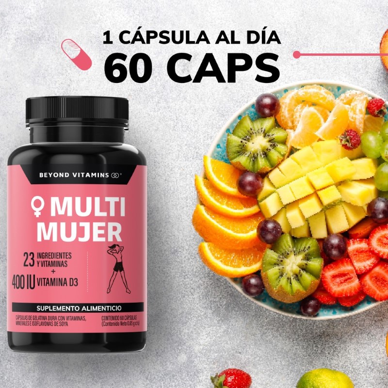 Multivitaminico De Mujer Con 23 Ingredientes y Vitamina D3 - 60 Cápsulas