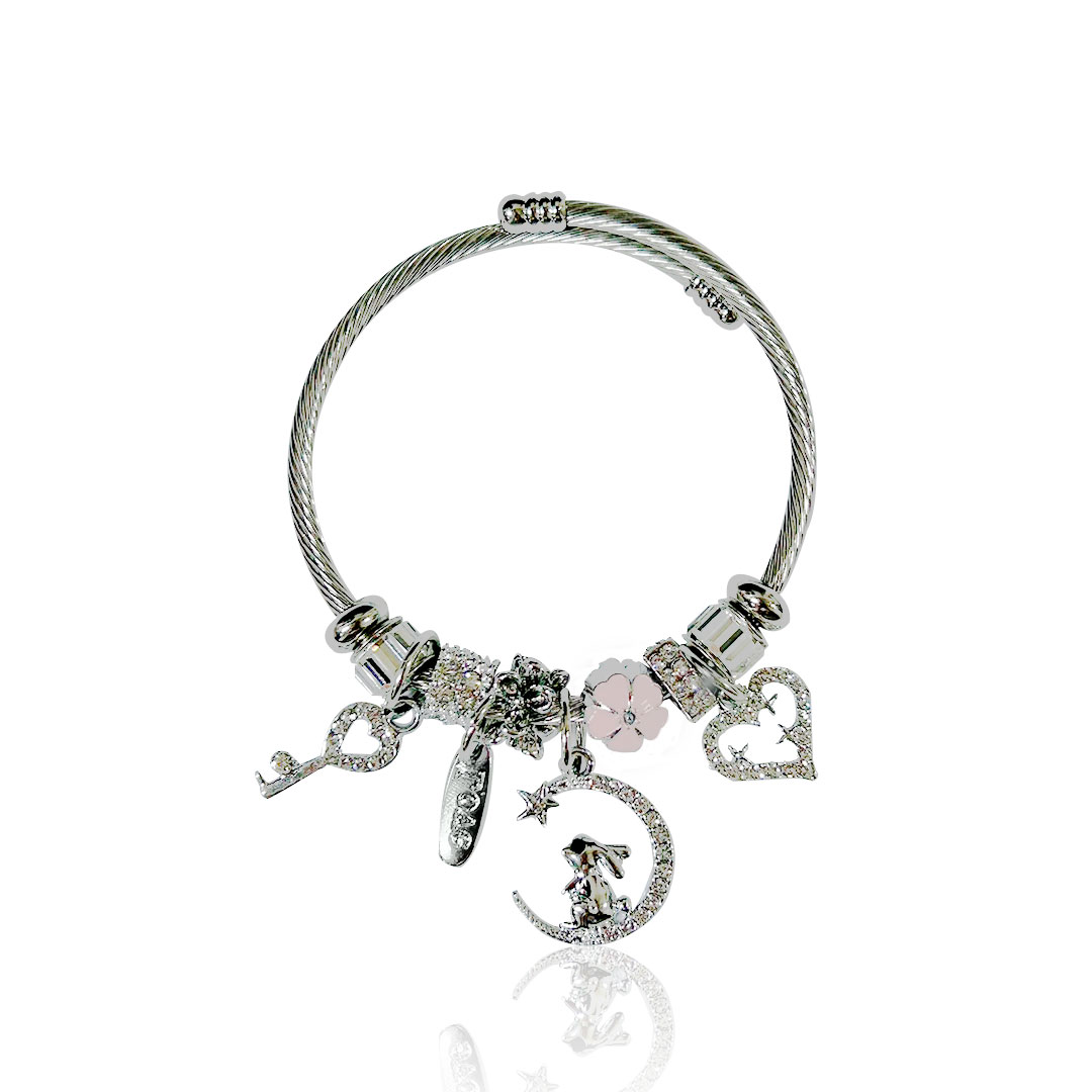 Pulsera tipo Pandora Rabbit con charms