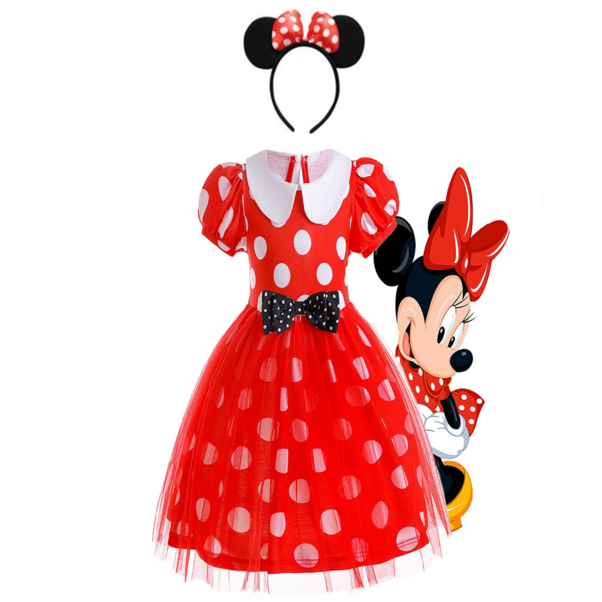 Vestidos Para Niña Minnie Disfraz Con Diadema
