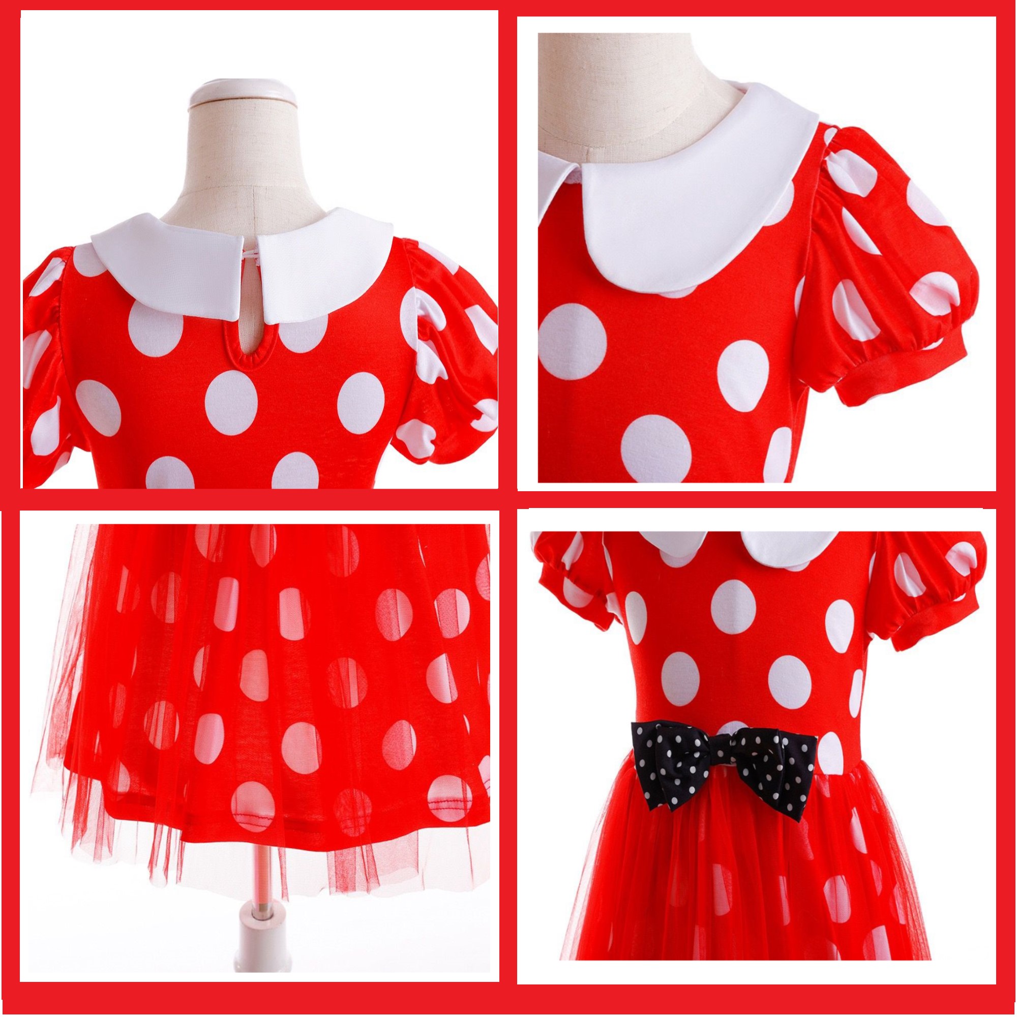 Vestidos Para Niña Minnie Disfraz Con Diadema