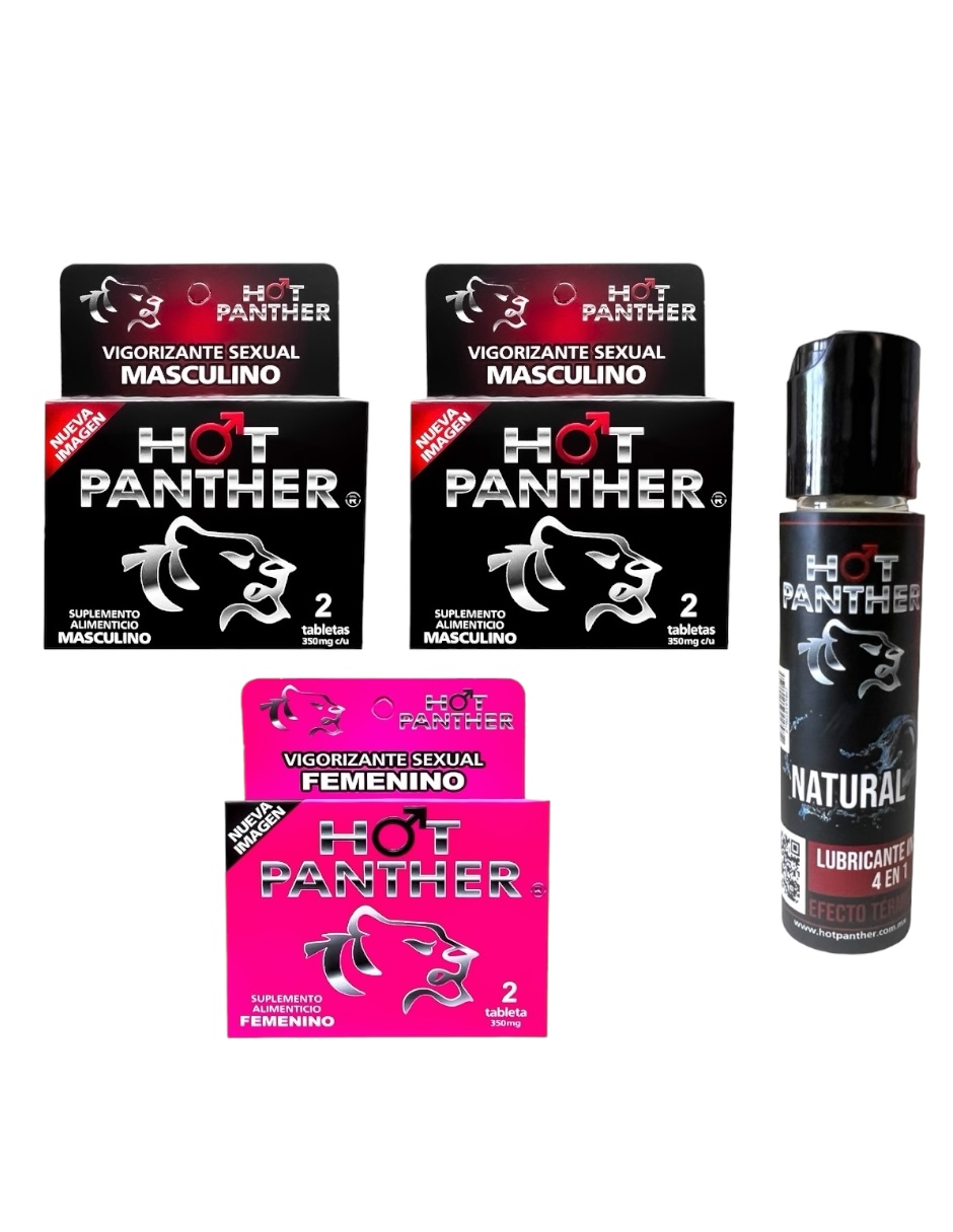 Combo 6 pastillas Hot Panther (Hombre, Mujer) más lubricante intimo - Estimulador de la potencia Femenina y Masculina.