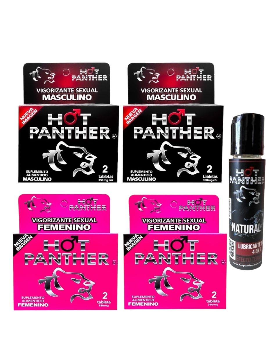 Combo 8 pastillas Hot Panther (Hombre, Mujer) más lubricante intimo - Estimulador de la potencia Femenina y Masculina.