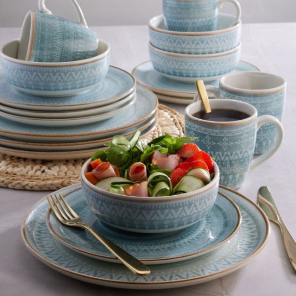 Vajilla Corona Congo azul 4 puestos 16 piezas.