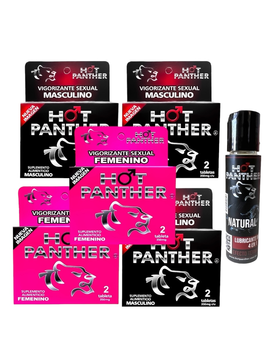 Combo 10 pastillas Hot Panther (Hombre, Mujer) más lubricante intimo - Estimulador de la potencia Femenina y Masculina.