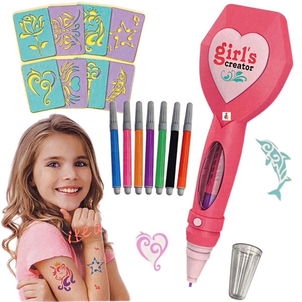 Juego De Pintura Plumones Maquina Tatuajes Niñas Tatto Calca