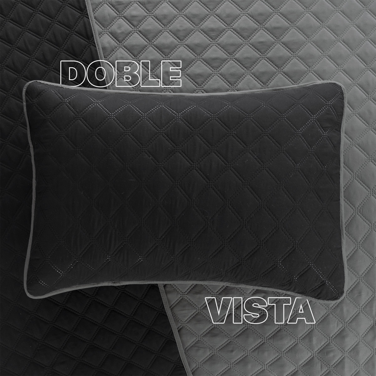 Edredón Ligero Matrimonial Doble Vista con Fundas Negro - Gris REAL TEXTIL
