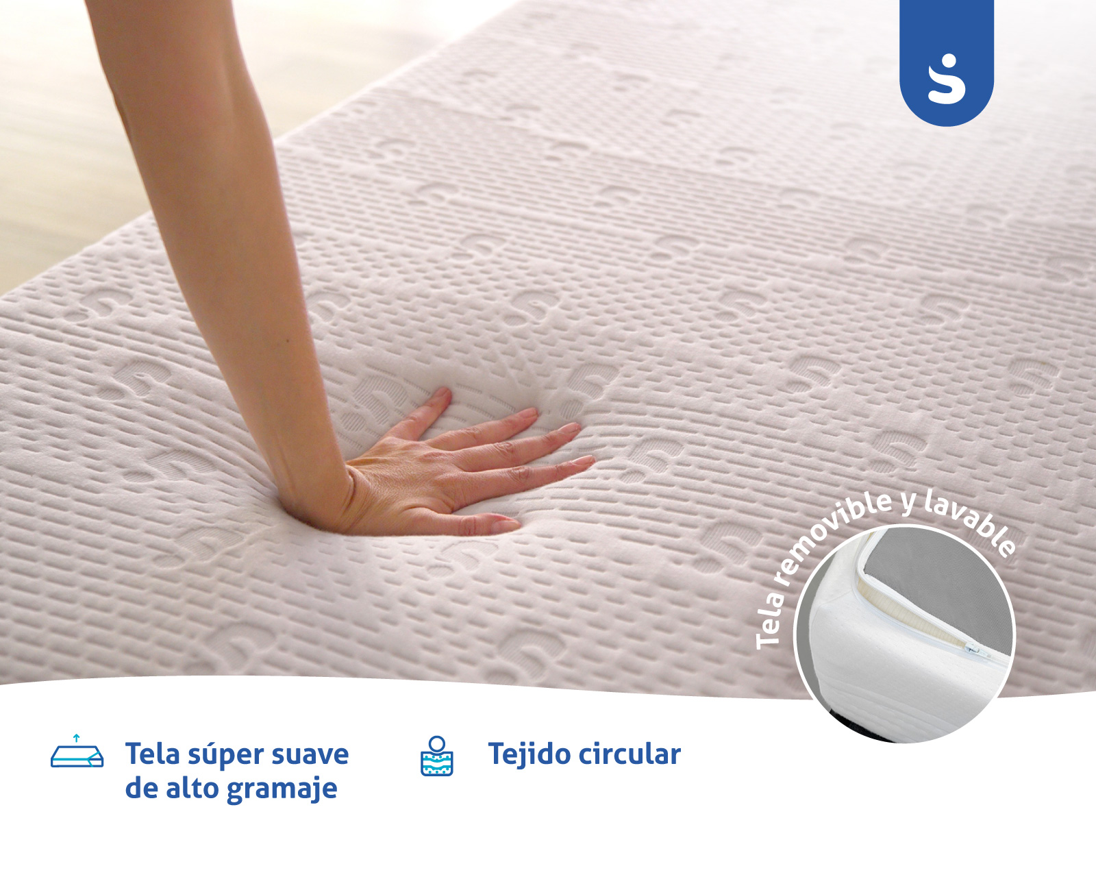 Colchón de Memory Foam Matrimonial SenSei, empacado al vacío y entregado en caja