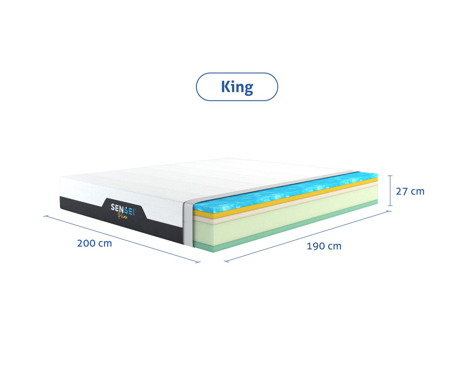 Colchón SenSei Prime de Memory Gel + Memory Foam King Size