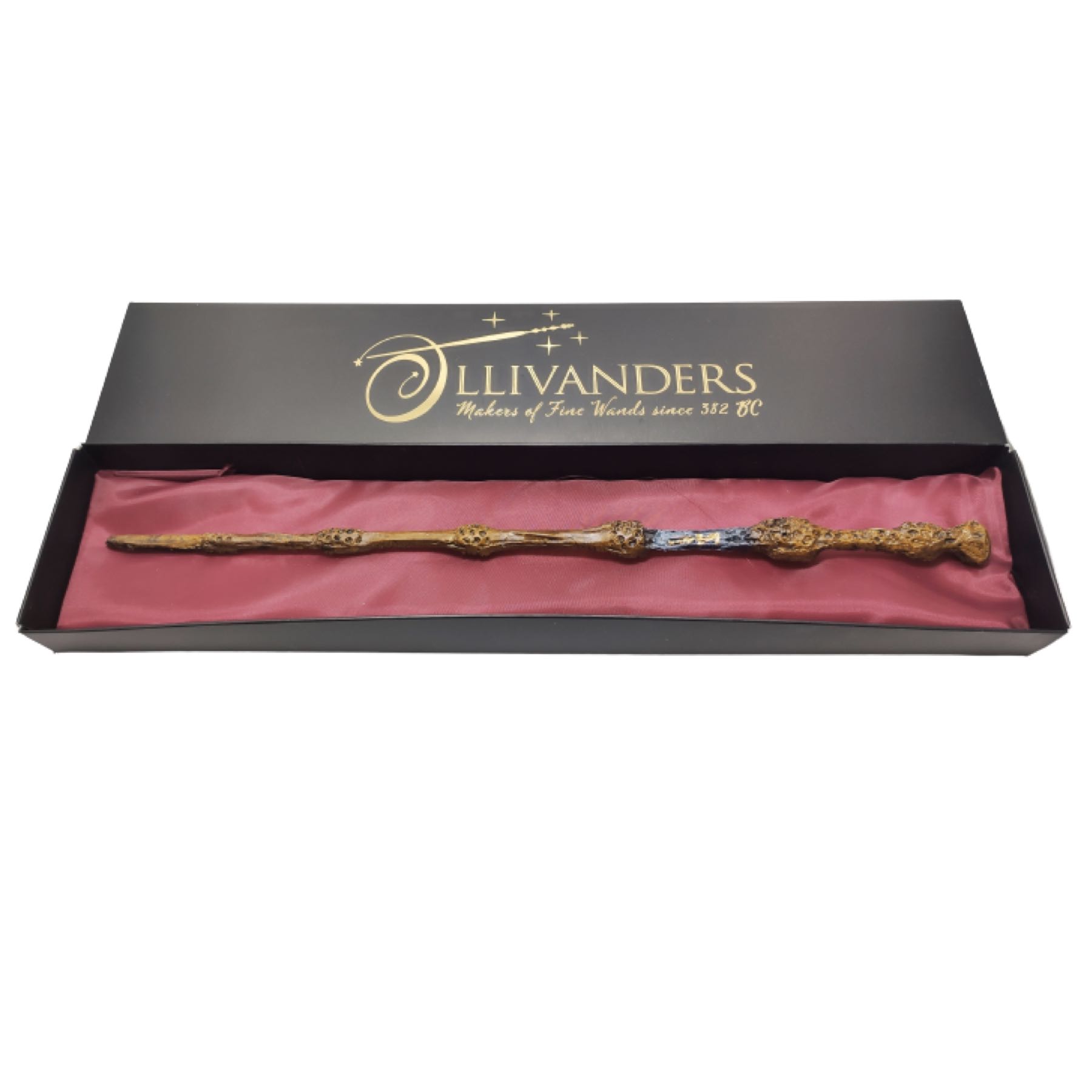 Harry Potter Varita Mágica Sauco Albus Dumbledore con Núcleo Metálico + Caja Ollivanders Colección Gryffindor