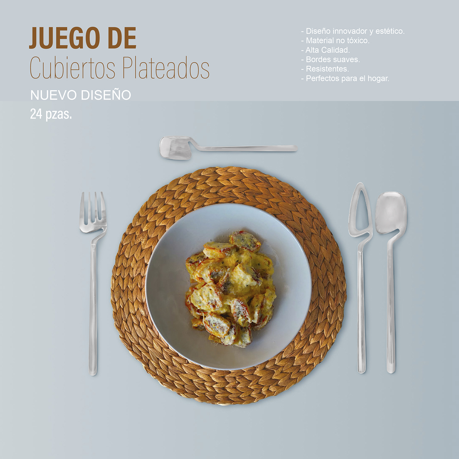 Juego de Cubiertos de Acero Inoxidable Futurista Plateados