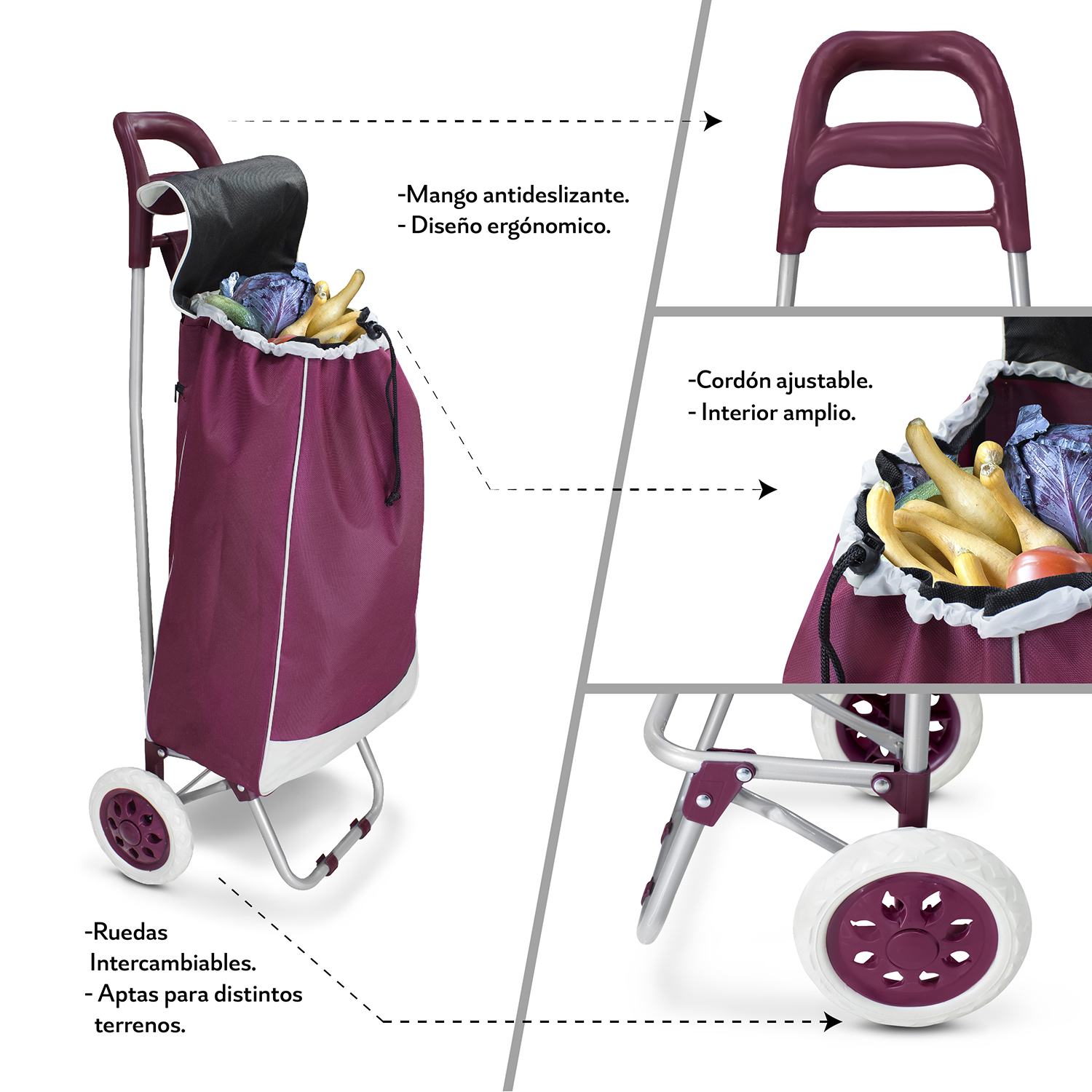 Carro de Mandado en Color Vino