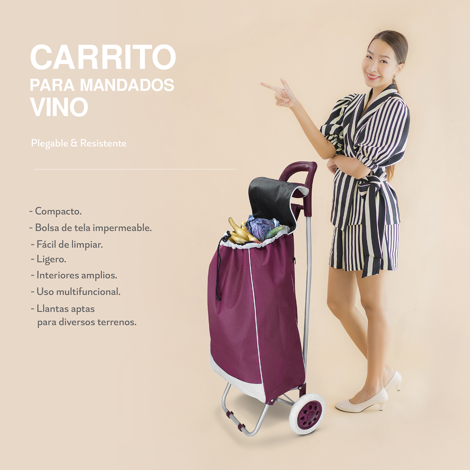 Carro de Mandado en Color Vino