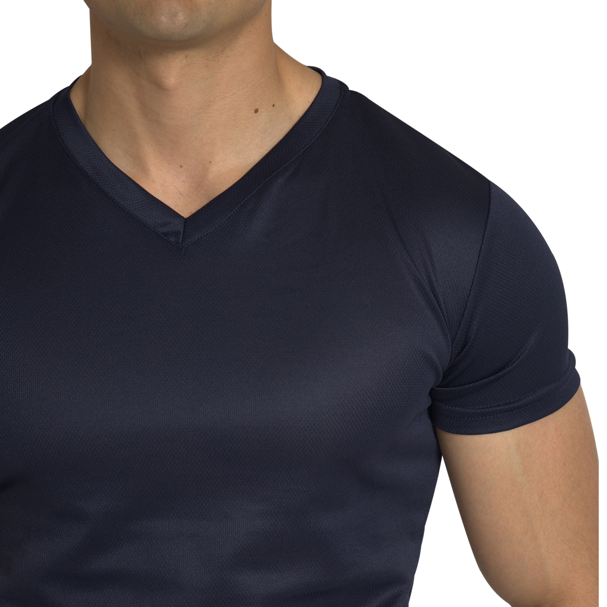 Playera Deportiva Manga Corta Cuello V Color Azul Marino Para Hombre CHB Chili Beans Clothing Co..