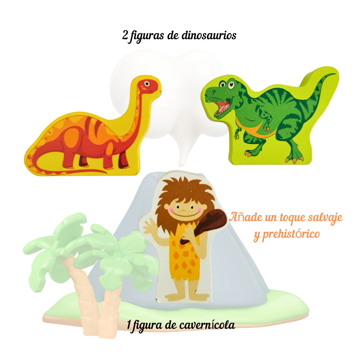 Aventura Jurásica: Pista Didáctica de Madera Carros Tren Dinosaurios Niños 