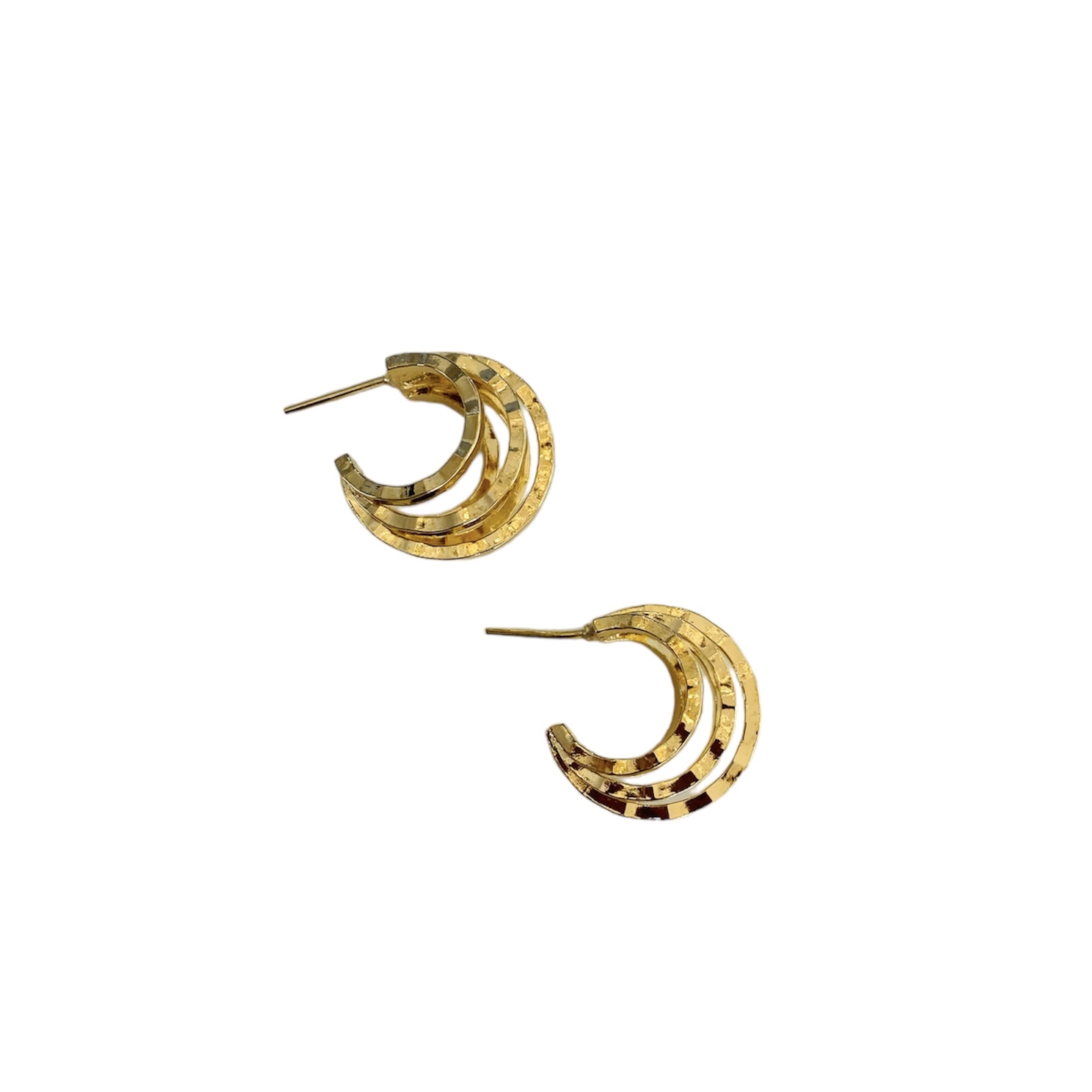 Aretes Arracadas 5 Aros- Baño de Oro 18K- Aretes dorados
