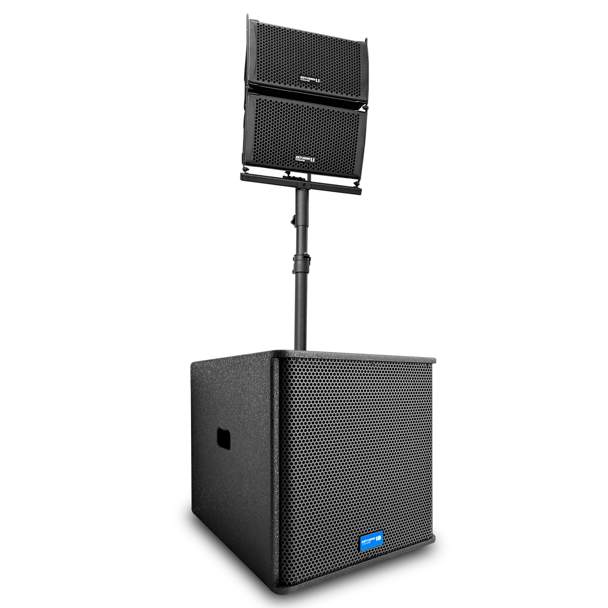Sistema Profesional De Audio Lineal 1300w Saturno18 Steelpro Color Negro