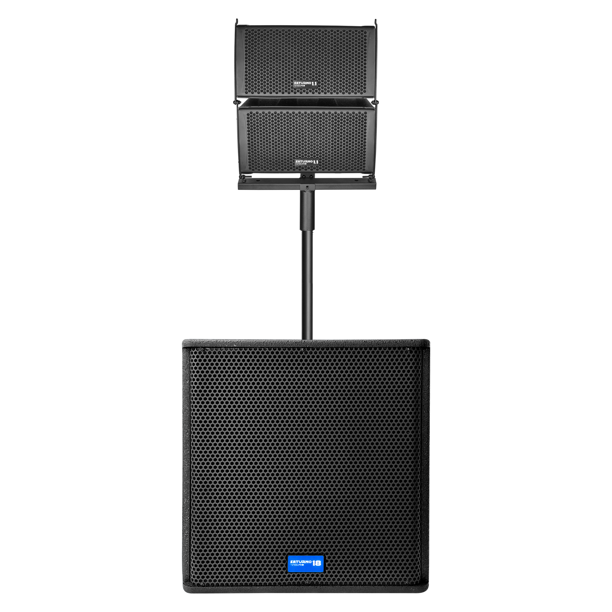 Sistema Profesional De Audio Lineal 1300w Saturno18 Steelpro Color Negro