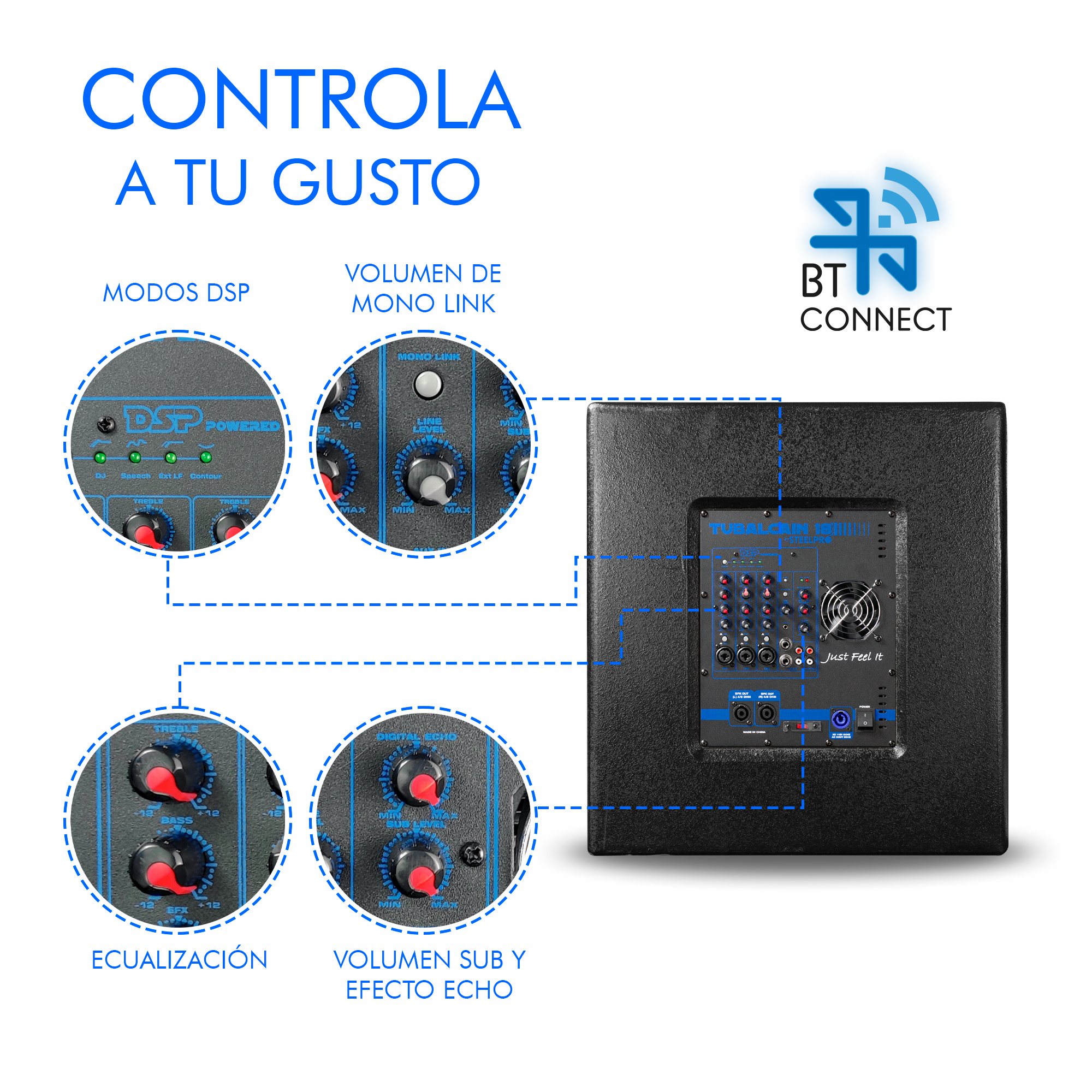 Sistema Audio Profesional 3 Vías Clase D Tubalcain Steelpro Color Negro.