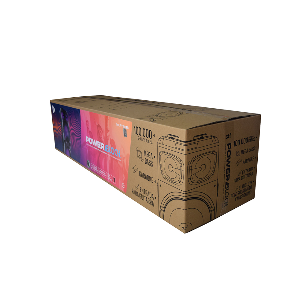 Bafle bocina Inalámbrica STF Power Block 12x3" Con luz led