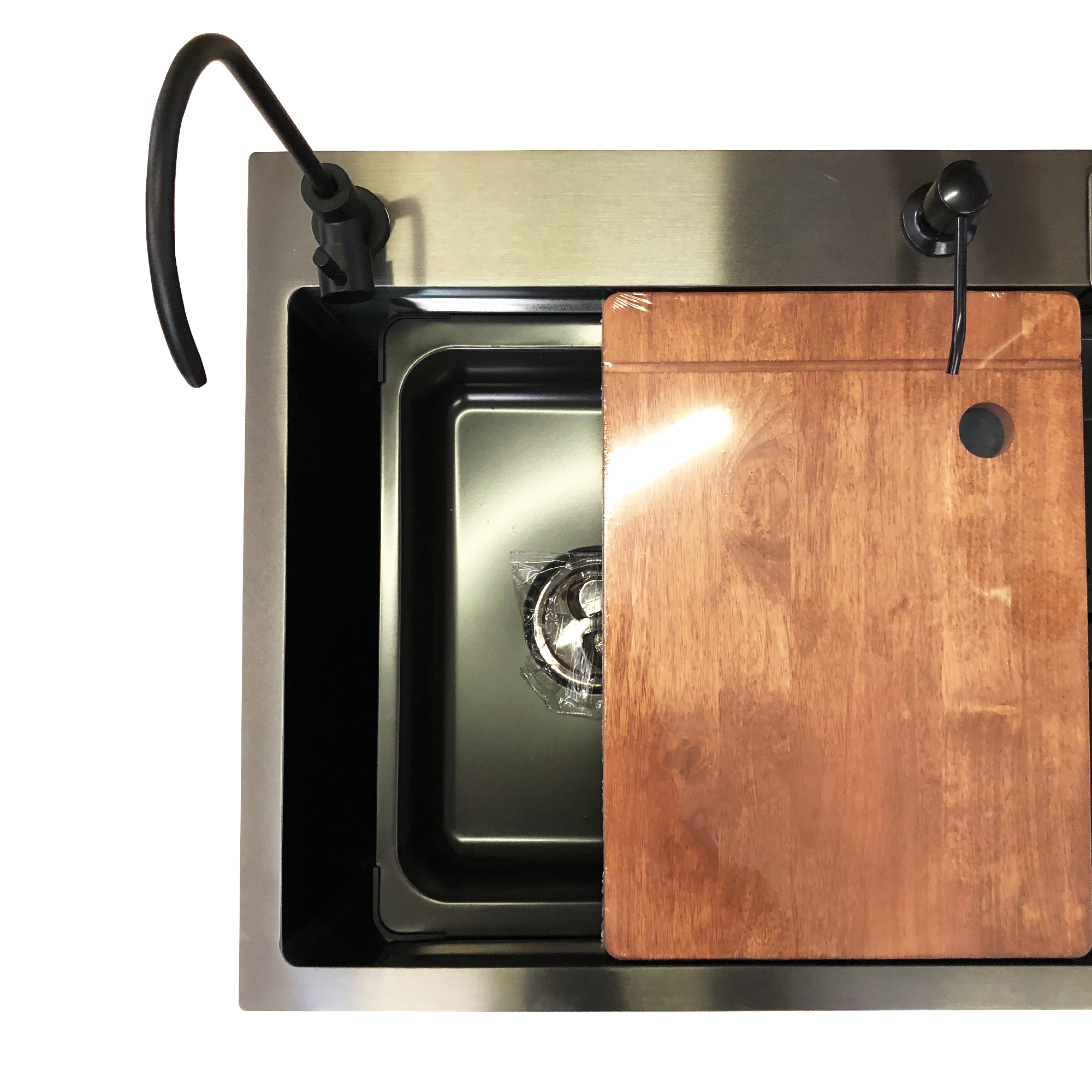 Tarja para Cocina Fregadero de Lujo Con Cascada Acero Inoxidable 80xm X 46cm X 20cm 