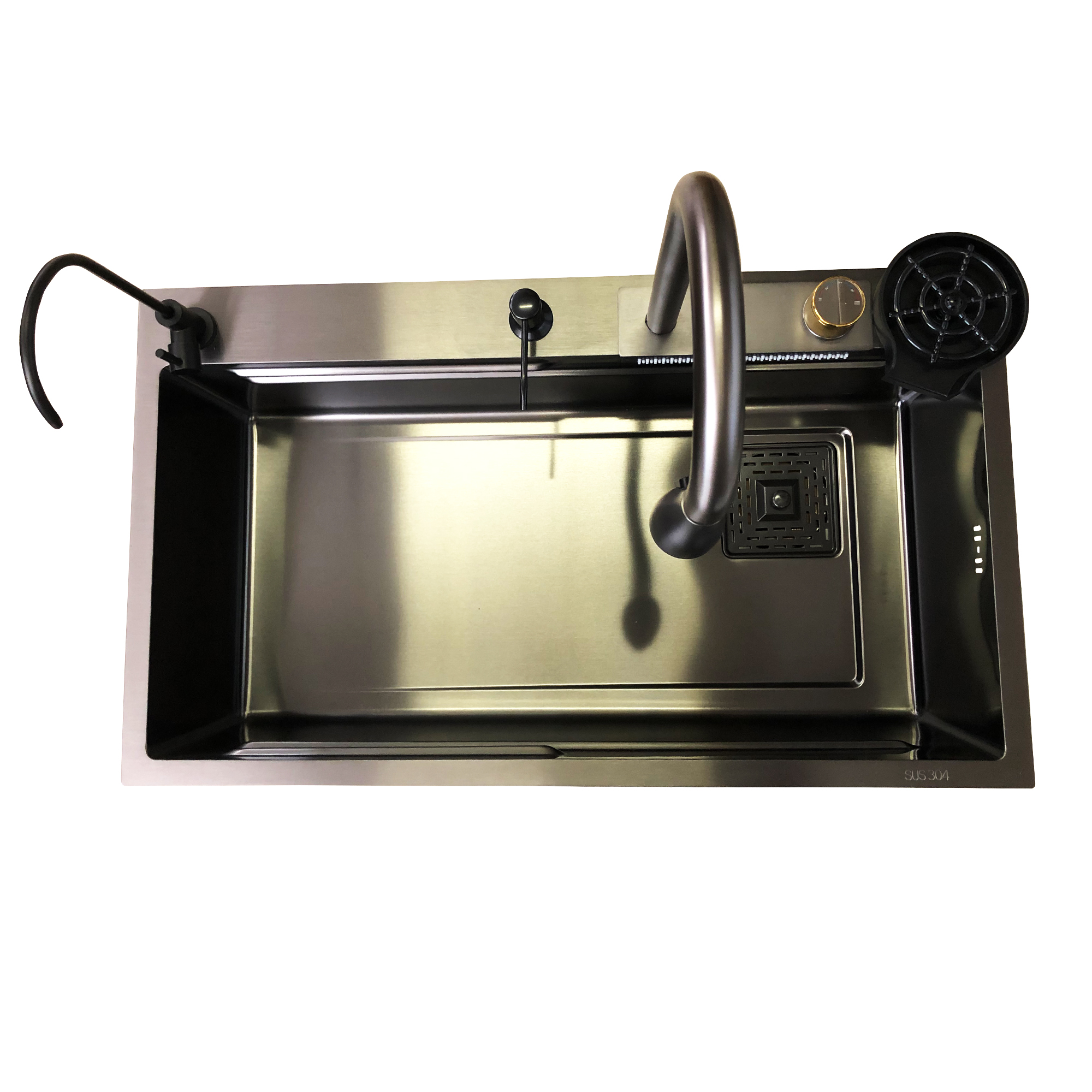 Tarja para Cocina Fregadero de Lujo Con Cascada Acero Inoxidable 80xm X 46cm X 20cm 